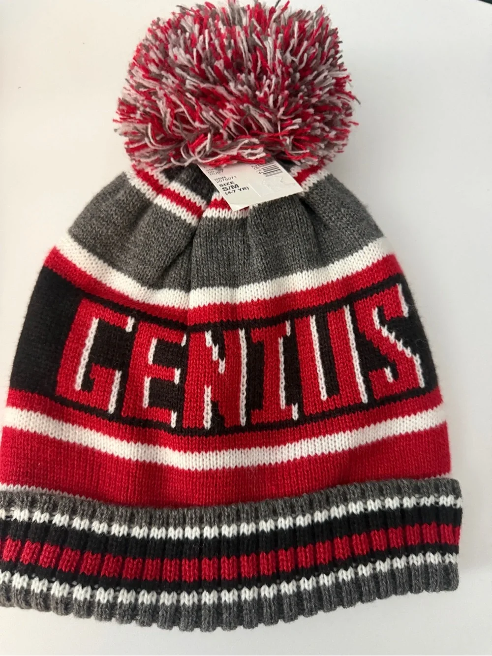 Children’s Place Kids Knit Pom Beanie Hats Orange/Black, Gray/Red